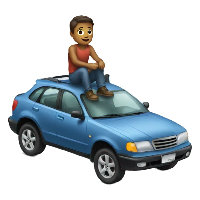 man sitting on top of car sticker