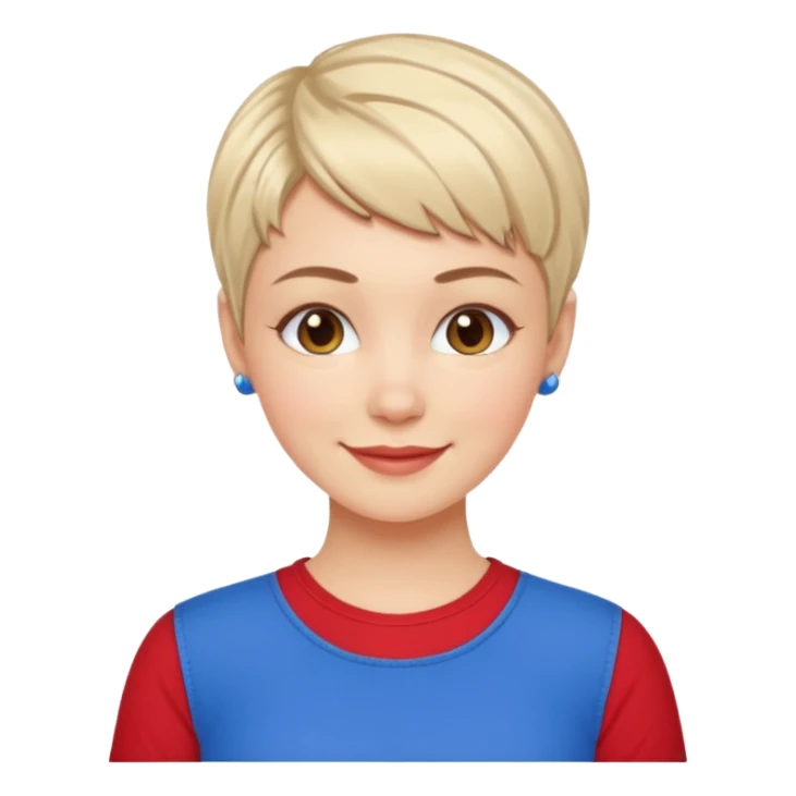 white girl pixie cut red and blue shirt sticker