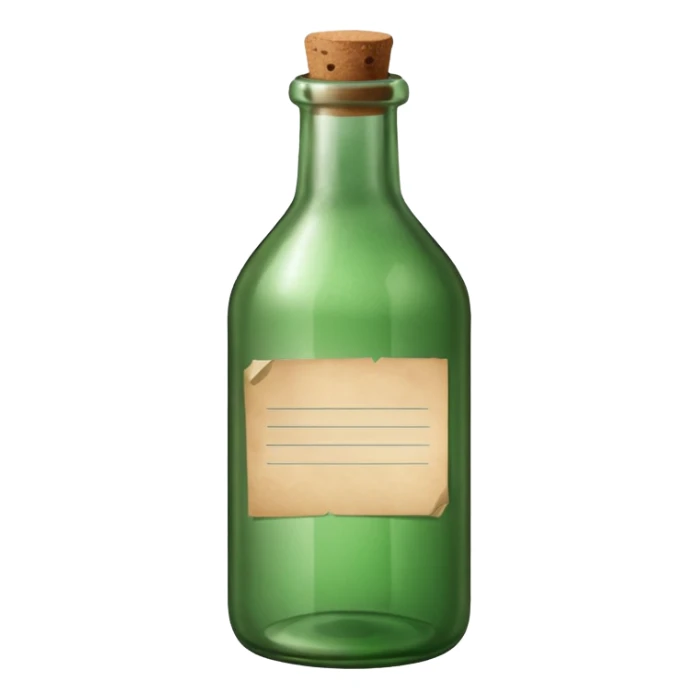 green old  glass bottle with a paper message inside like in movie  sticker