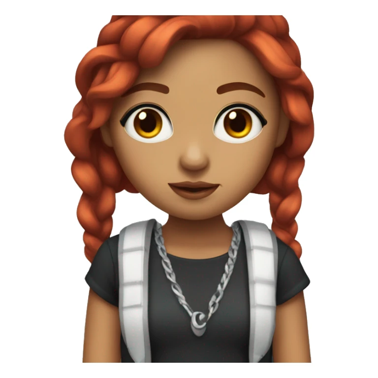 mexican girl with medium lenght midnight red hair and black eyes sticker