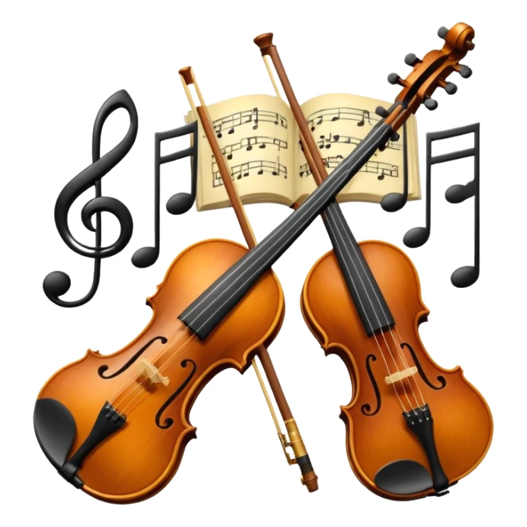robot Create a sophisticated and elegant emoji that represents orchestration and arrangement. The design should feature a conductor’s baton, musical notes, and a symphonic score, symbolizing the process of arranging and orchestrating music. Incorporate instruments like a violin, trumpet, sticker