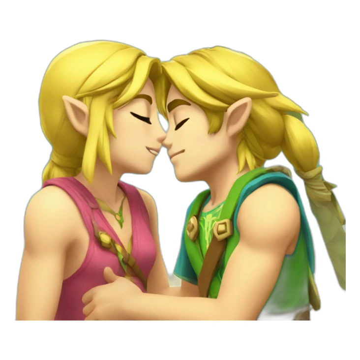 Zelda and link kiss love with beach clothes sticker