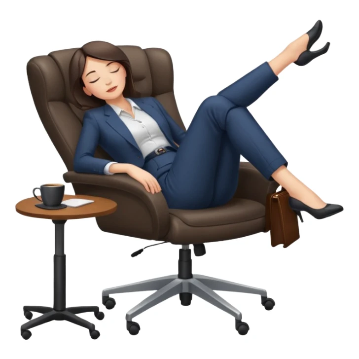 Boss sleeping in a chair with her legs up on the desk sticker