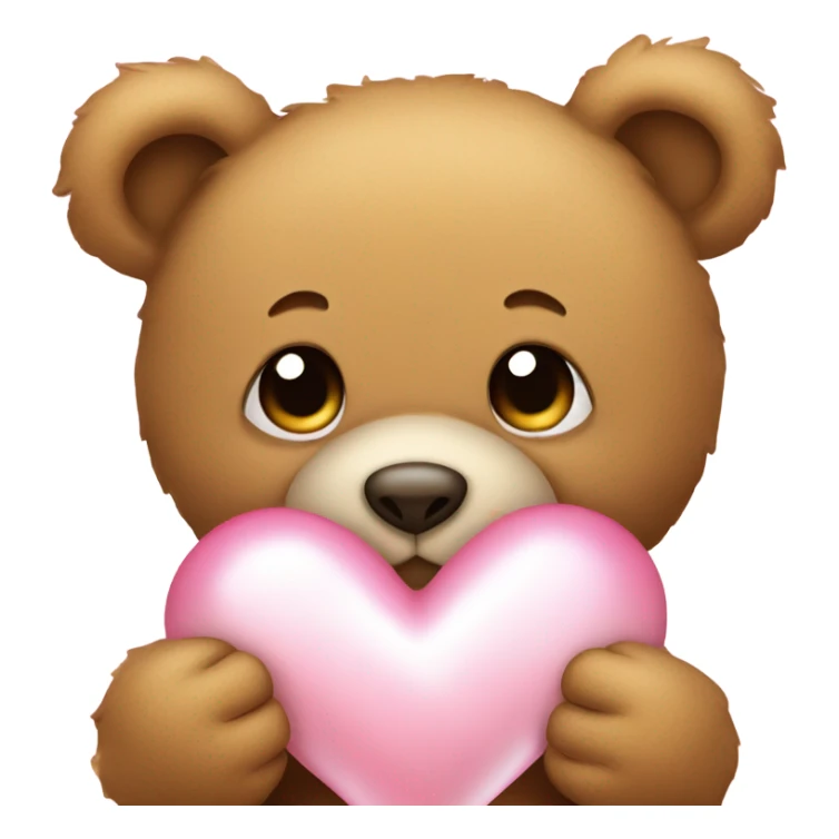 light brown teddy bear holding a light pink love heart  sticker