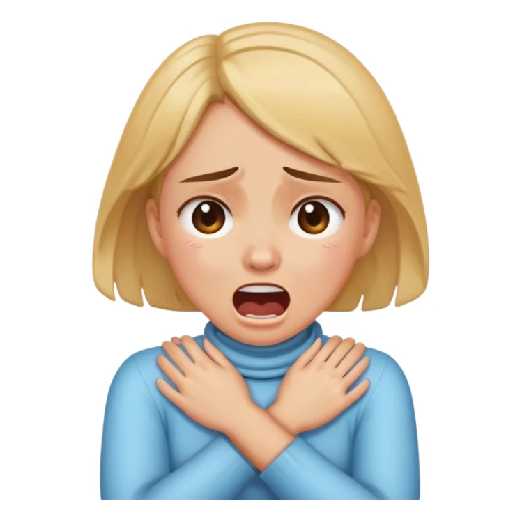 Girl crossing arms holding neck screaming and crying sticker