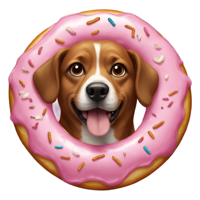 A dog in a donut sticker