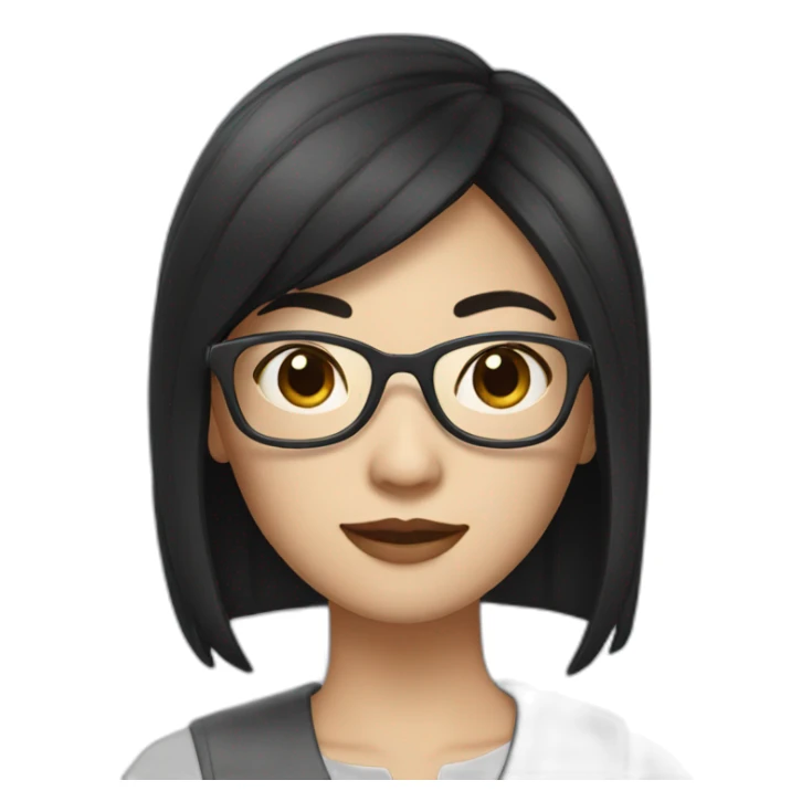 Chinese woman with glasses and black medium hair sticker