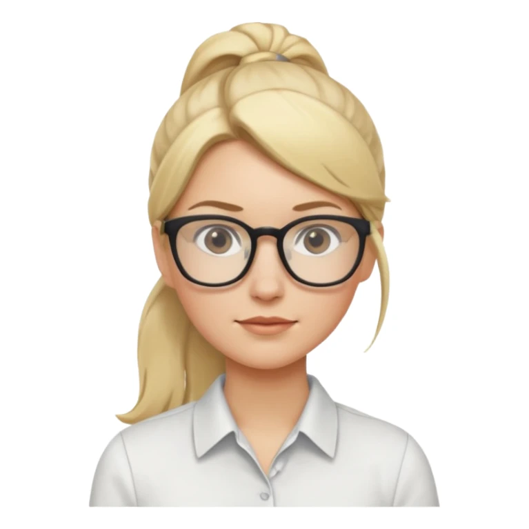 White woman with blond ponytail and glasses sticker