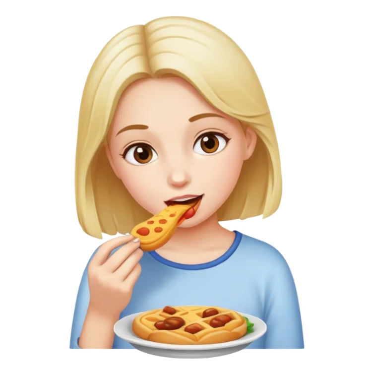 Girl eating food sticker