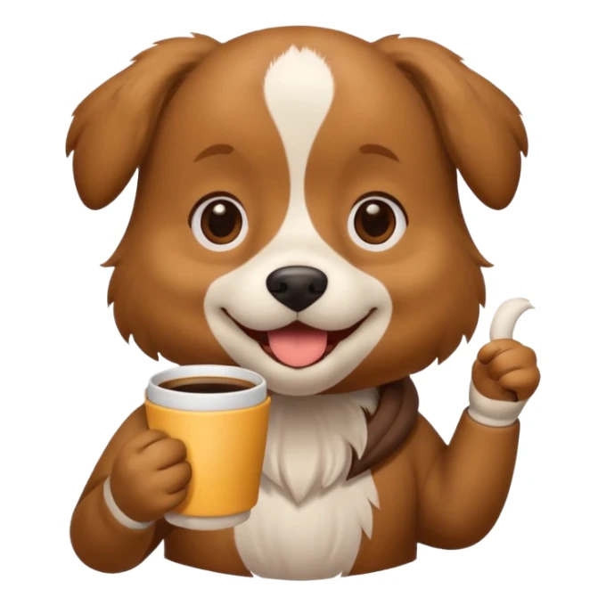 Dog with a cup of coffee sticker