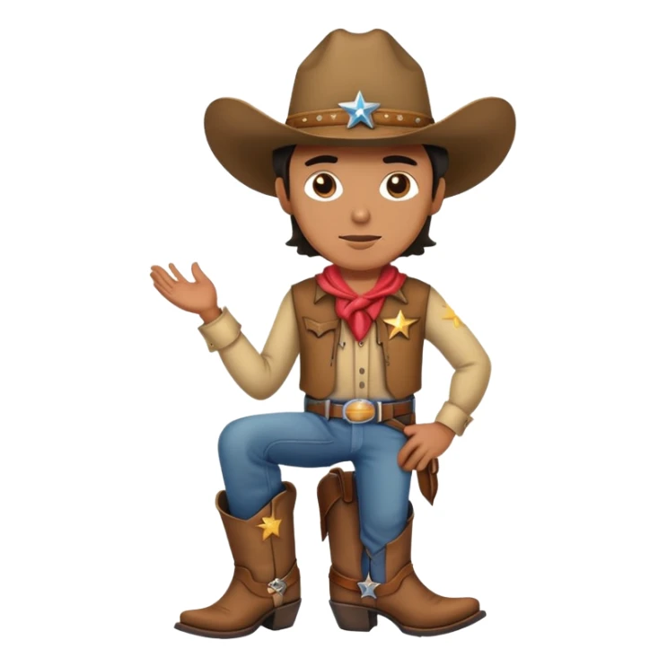 Cowboy with a star on his shirt, wearing a cowboy hat and boots sticker