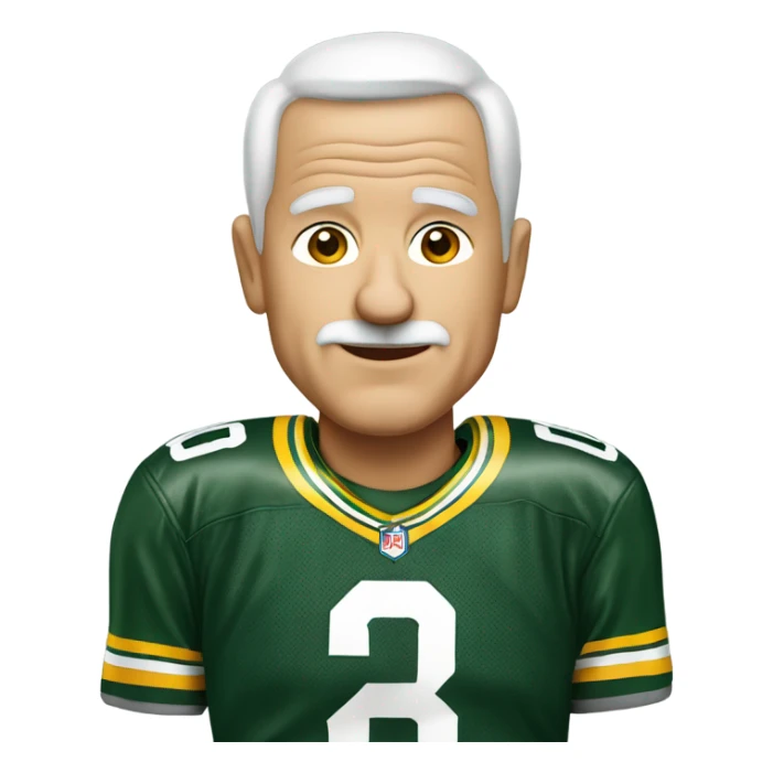 Old guy white buzzed hair with packers jersey number 4  sticker
