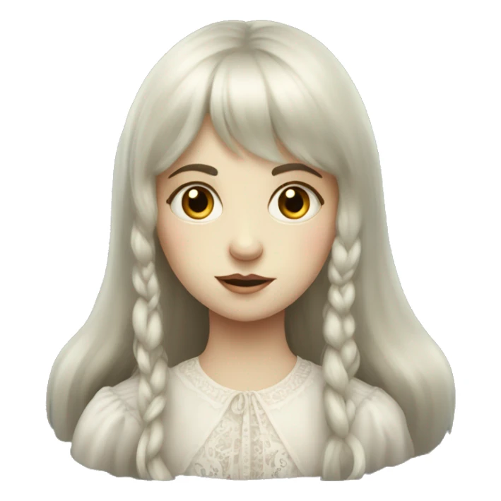 victorian ghost russian girl with long hair and bangs sticker