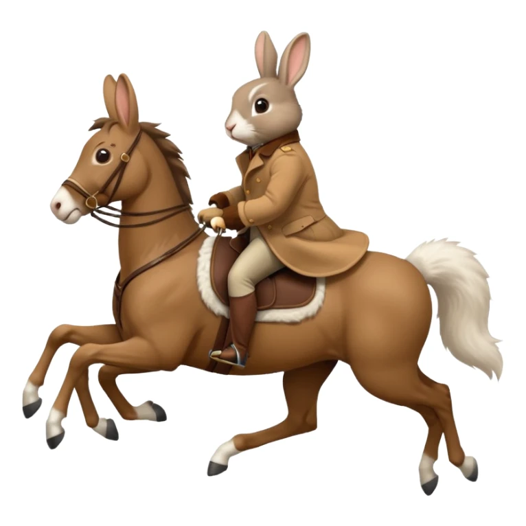 Exciting rabbit galloping on the back of 4 legs horse sticker