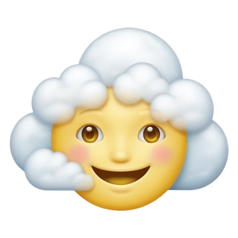 Yellow circle face covered in clouds cover a mouth sticker