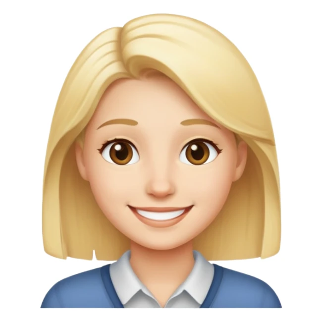 blonde person with a friendly smile sticker