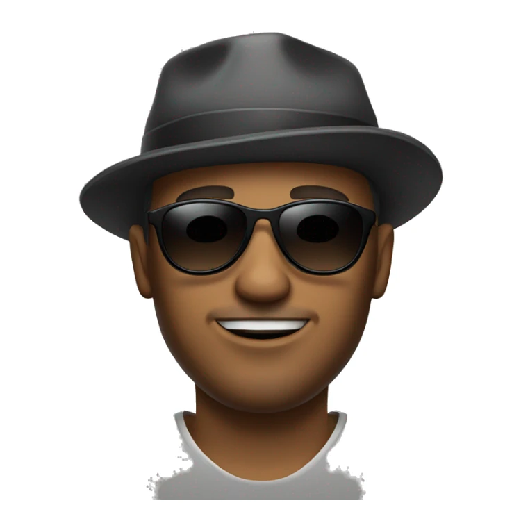 cool guy with shades and hat and a tattoo sticker