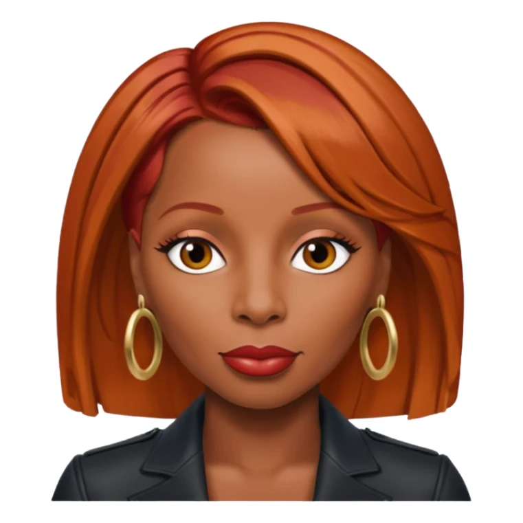 Mary J Blige with red hair sticker