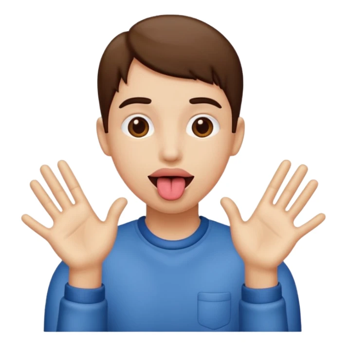 tongue out with hands on the side sticker