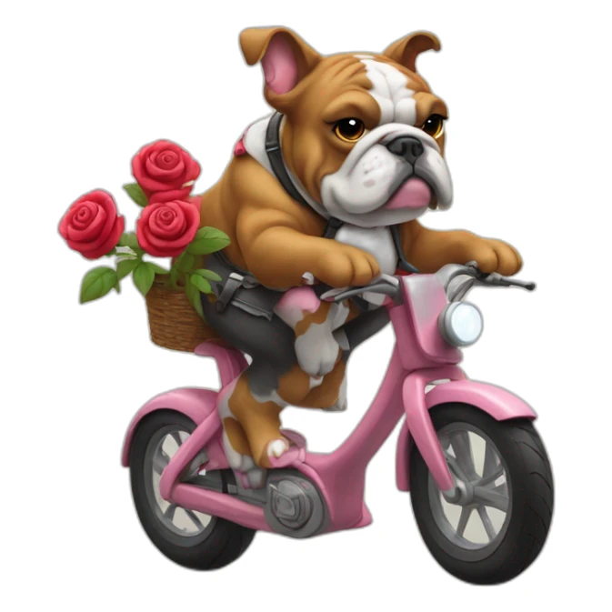 rose bulldog on a bike sticker