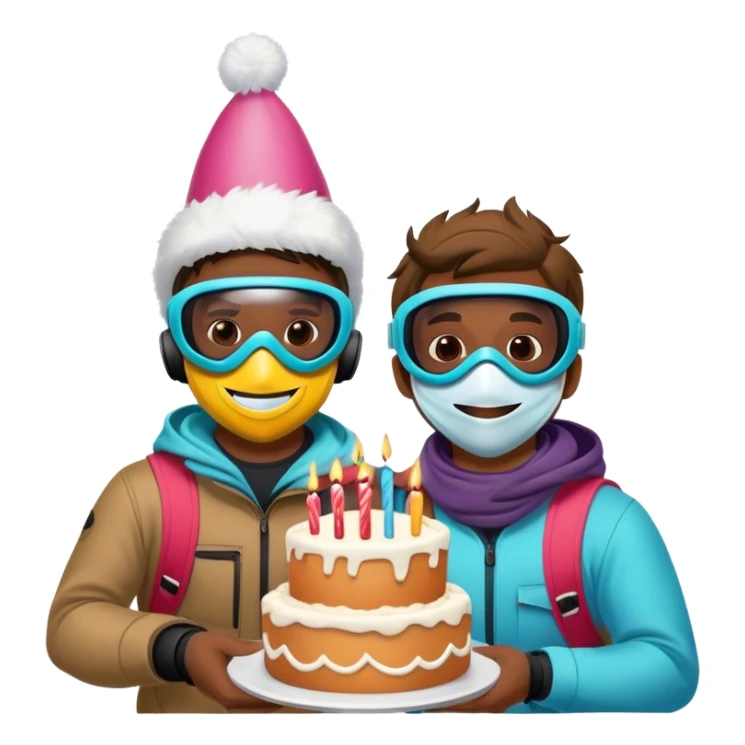 2 guys masks snowboarding birthday sticker