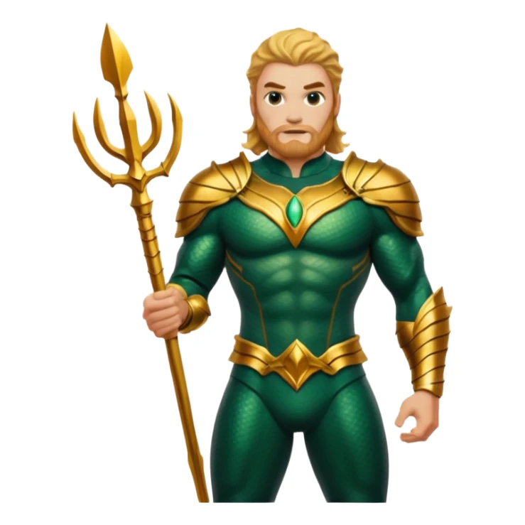 aquaman full green and gold armor standing sticker