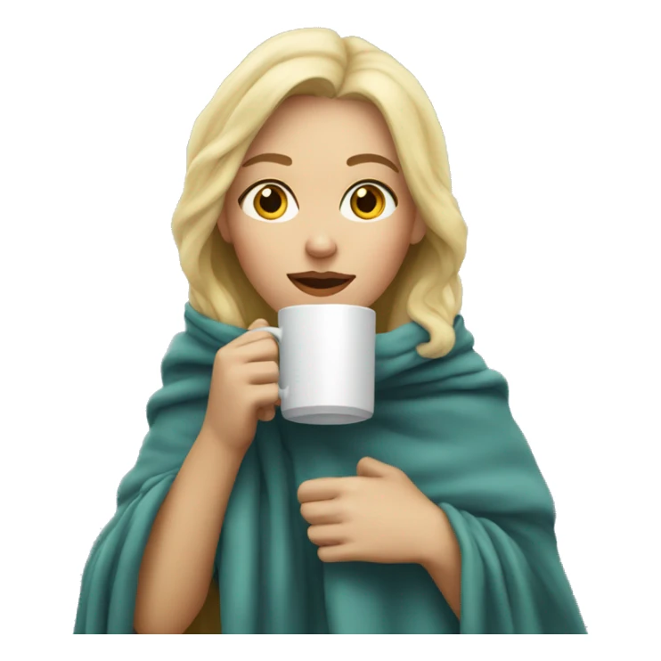 Blonde girl in a blanket sipping coffee sticker