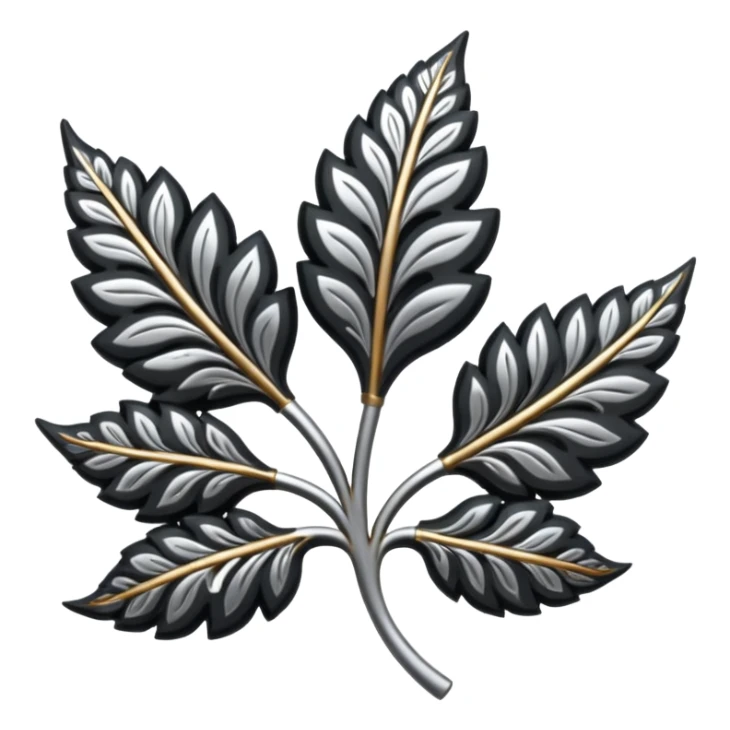 Black and silver filigree leaf, 3D, extremely detailed design sticker