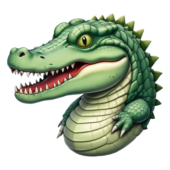 monstrous pale skinned decaying greenish white alligator, vicious, boss monster sticker