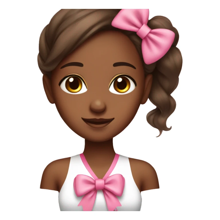 brown skin care girl with pink bow sticker