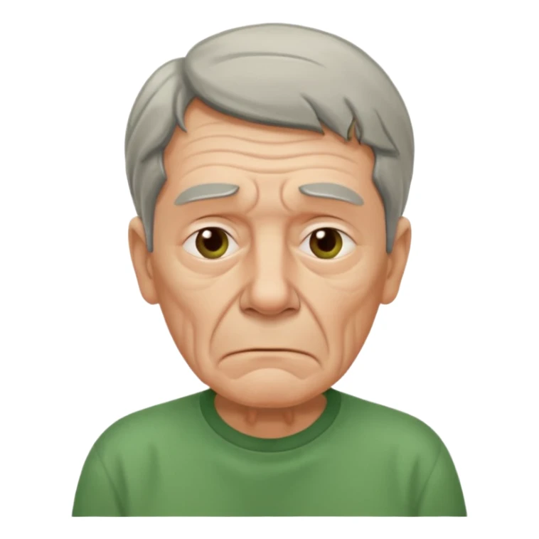 tired looking 65 year old man in green shirt sticker