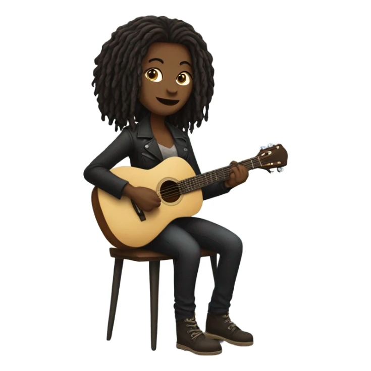 dark woman with short dreaded hair playing guitar sitting down sticker