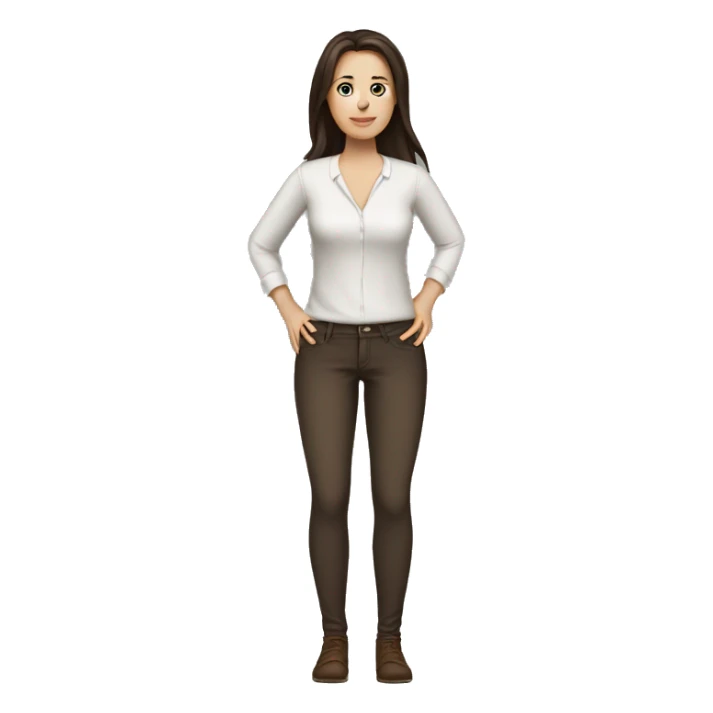 white woman, dark long brown hair, full body and legs sticker