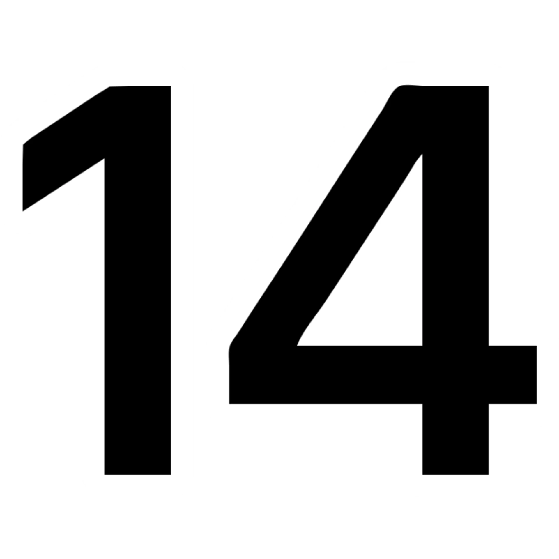 number 14 in blue, icon style, filled color sticker
