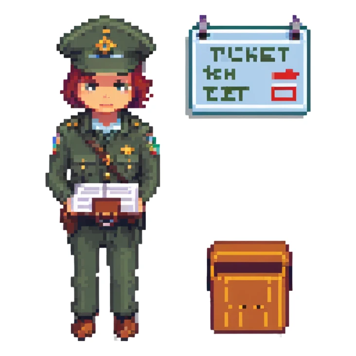 game warden writing a ticket for a wildlife law infraction pixel art sticker