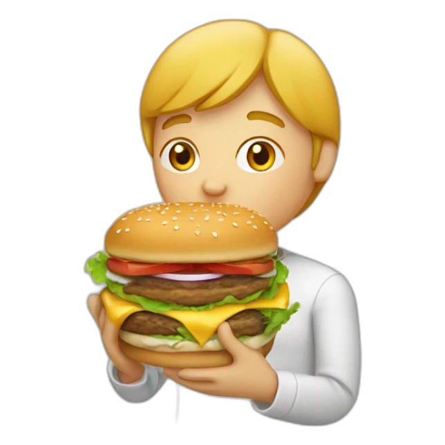une personne tysmey qui mange un burger  sticker