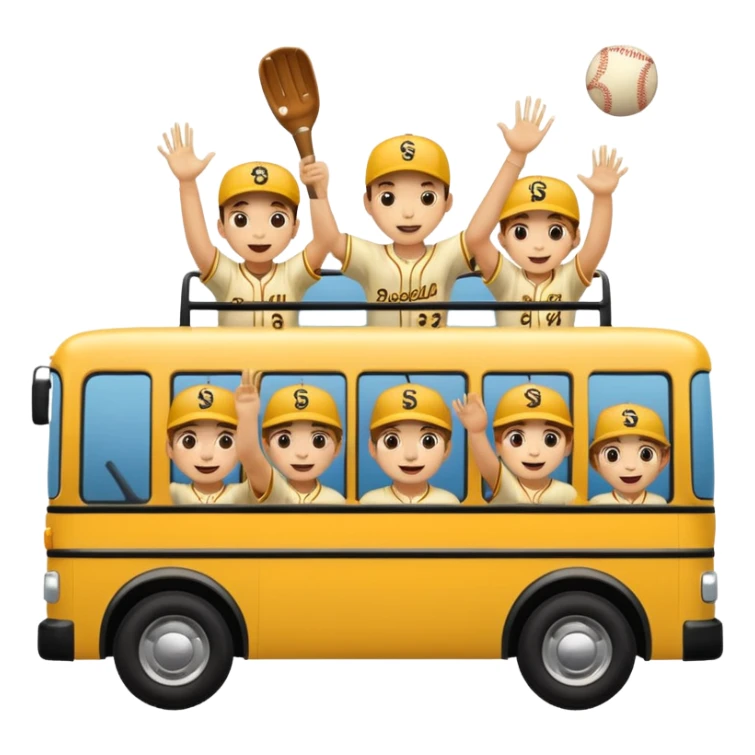 autobus de equipo llevando a egnte de basebal  y un chofer sticker