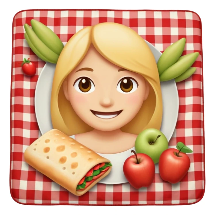 smiling face having a picnic with food on a blanket sticker
