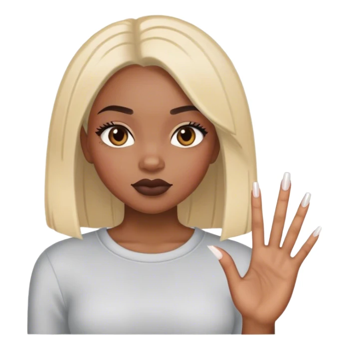 Black girl cute straight hair with baddie nails sticker