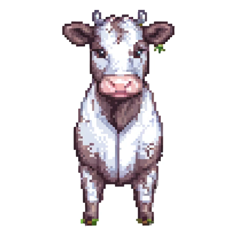Minecraft style cow, blocky, realistic texture, similar to provided wolf reference sticker