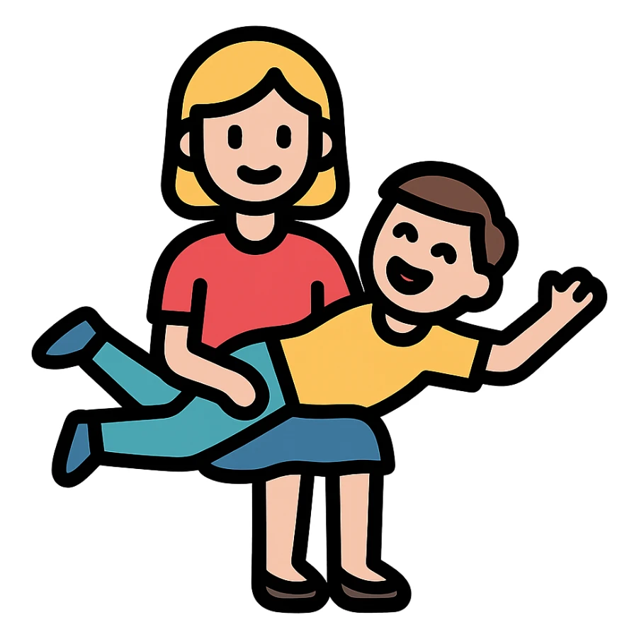 simplified icon of a boy over girlfriend's knee, playful, outlined, no explicit content sticker