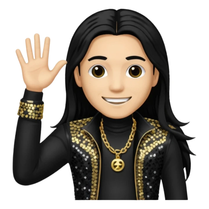 Taboo from Black Eyed Peas with long black hair, black sequin outfit  sticker