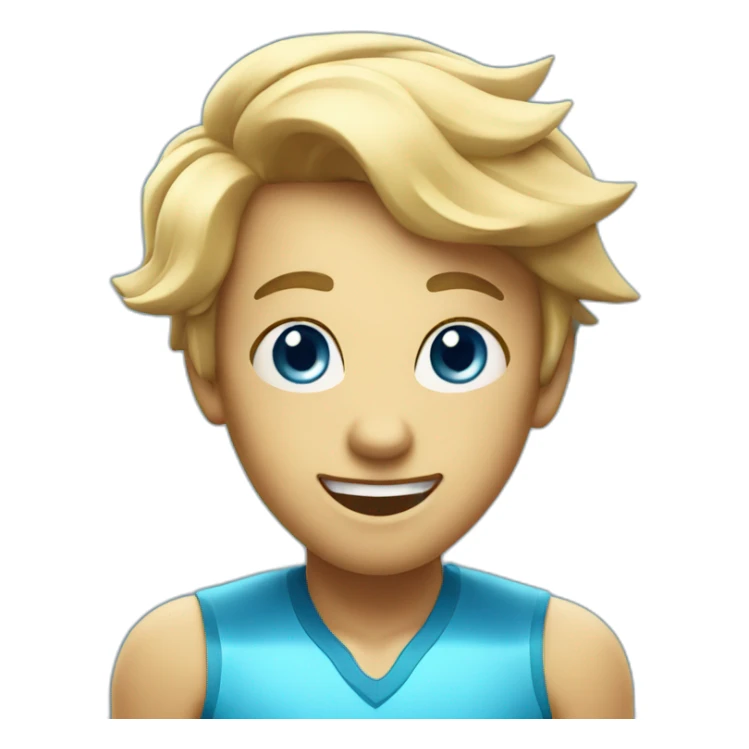 A blue brilliant diamond character with a funny face near the finish line sticker