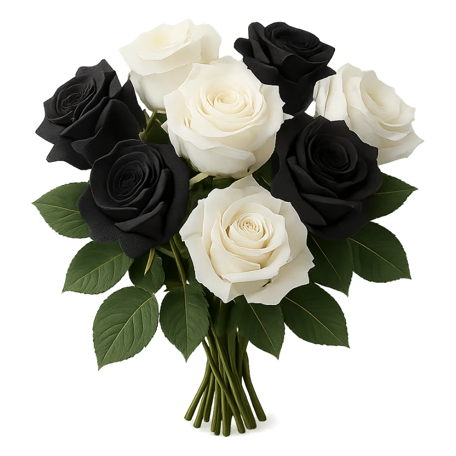 bouquet of white and black roses , remove background sticker