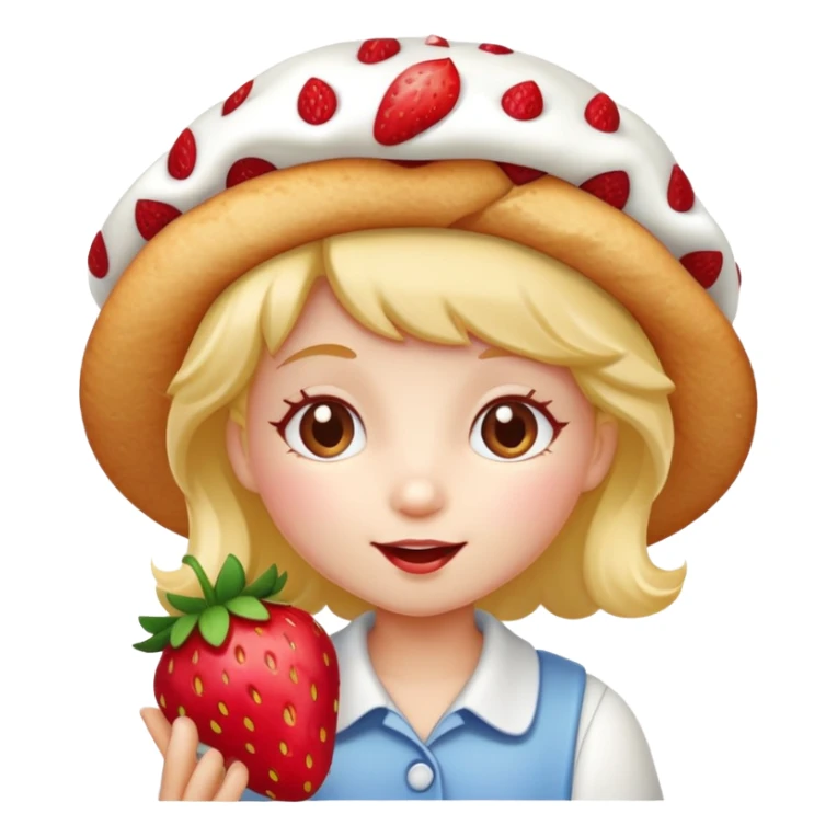 Strawberry shortcake cartoon character eating a strawberry  sticker