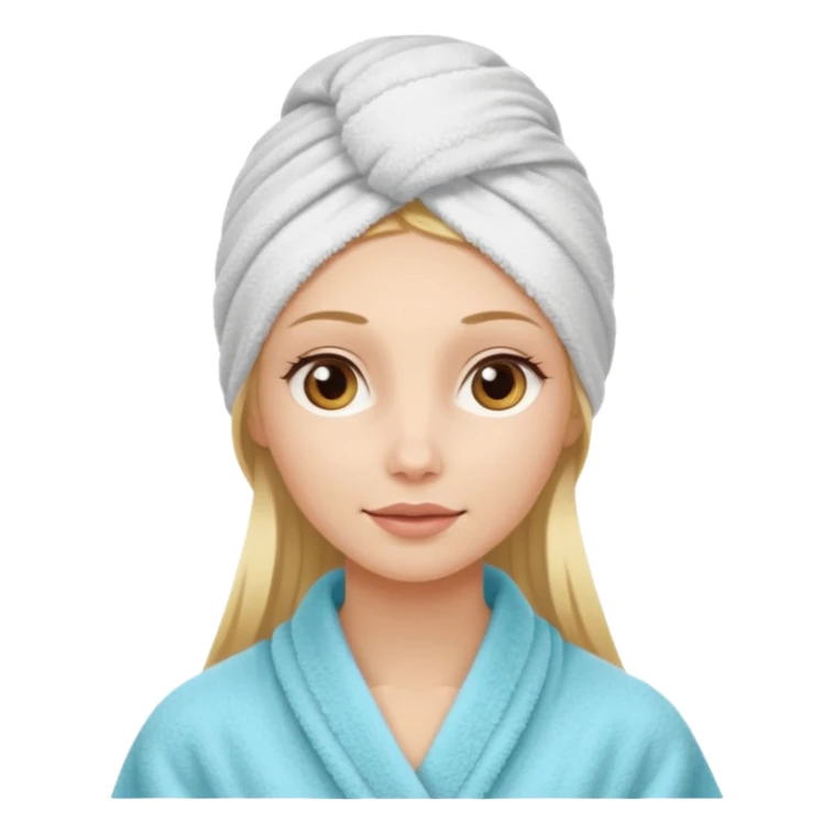 mulher branca e loira cabelo longo com toalha na cabeça tipo spa sticker