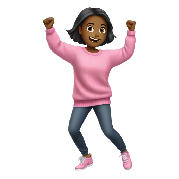 Girl in pink sweater dancing sticker