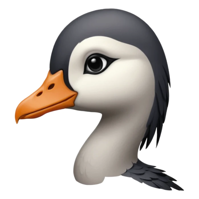 goose facing forward that is emo with swoop of bangs over one eye sticker