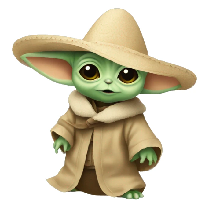 Baby yoda wearing a sombrero sticker