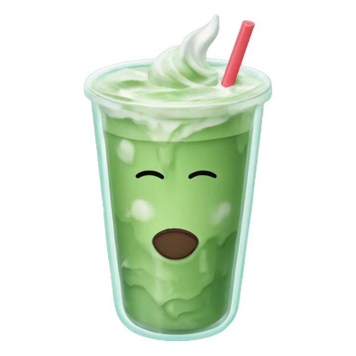 Iced matcha latte in a y2k wavy clear glass sticker